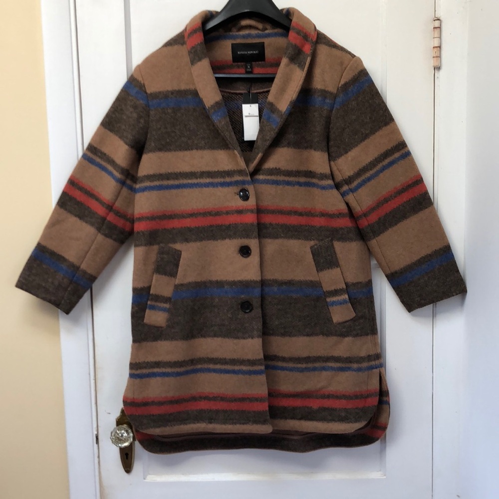 Banana Republic Factory Striped Shawl Collar Coat PM